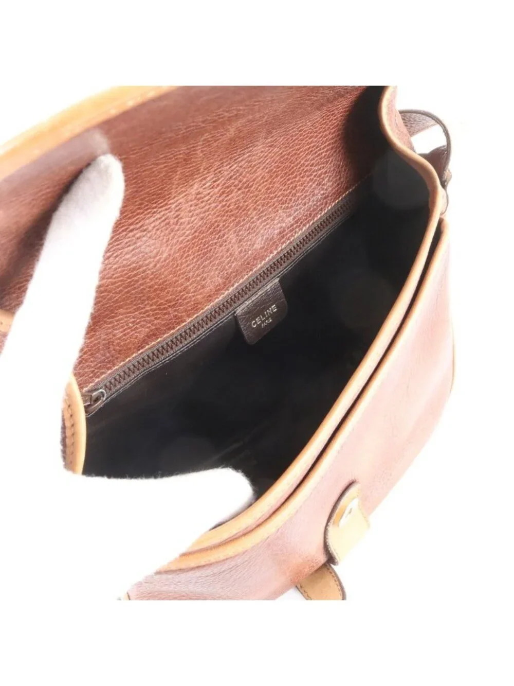 Celine Triomphe Leather Shoulder Bag Crossbody Messenger Brown